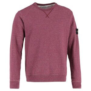 Stone Island Badge Crewneck Sweater in Burgundy Cotton